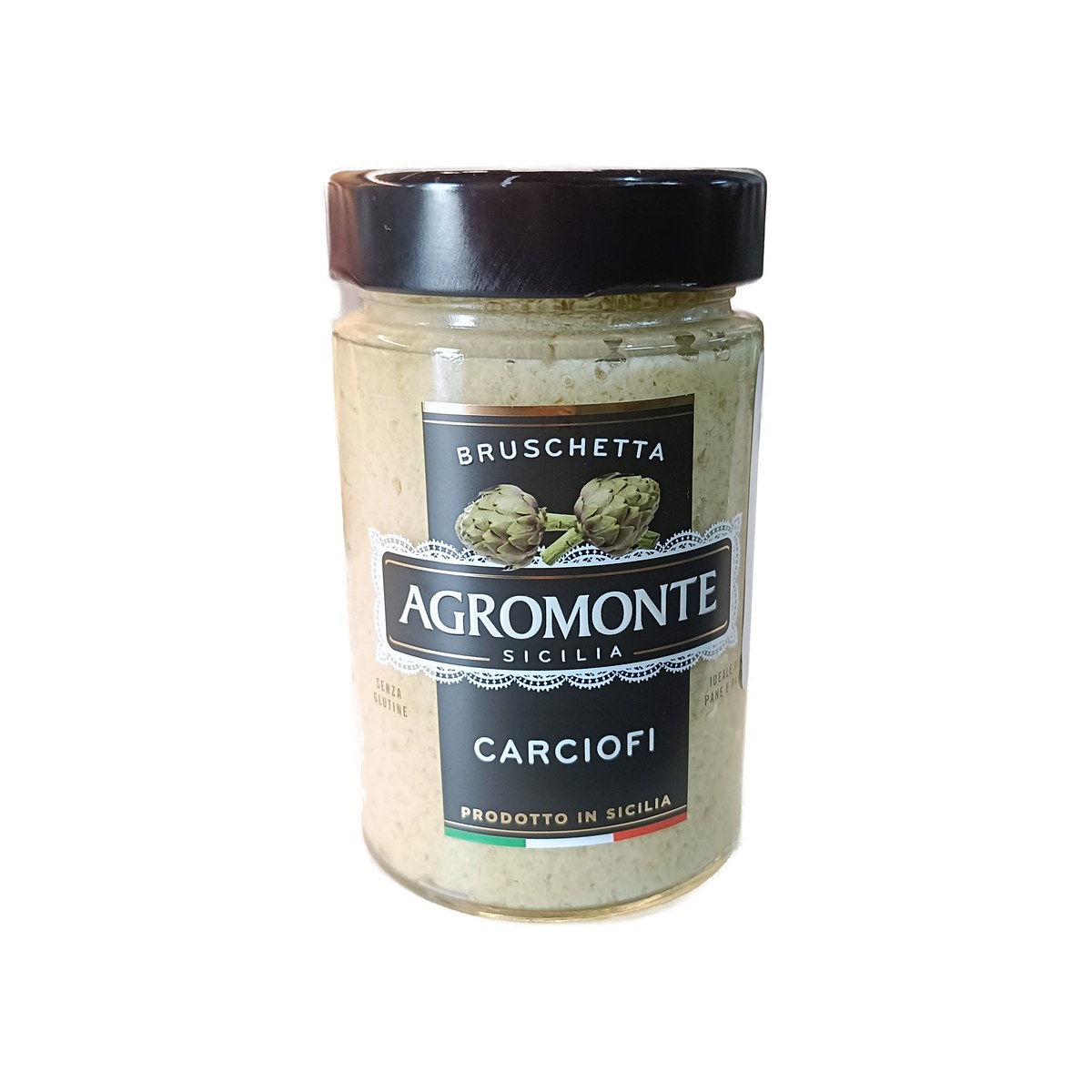 Crema de alcachofa Agromonte, bruschetta di carciofi siciliana sin gluten